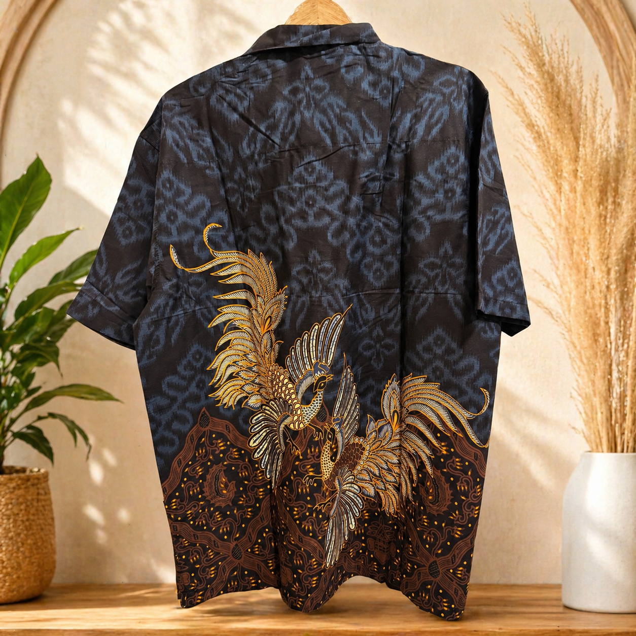 Men’s Premium Batik Shirt II Phoenix Bird Motif Indoensian Traditional Fashion (Size Regular XXL)