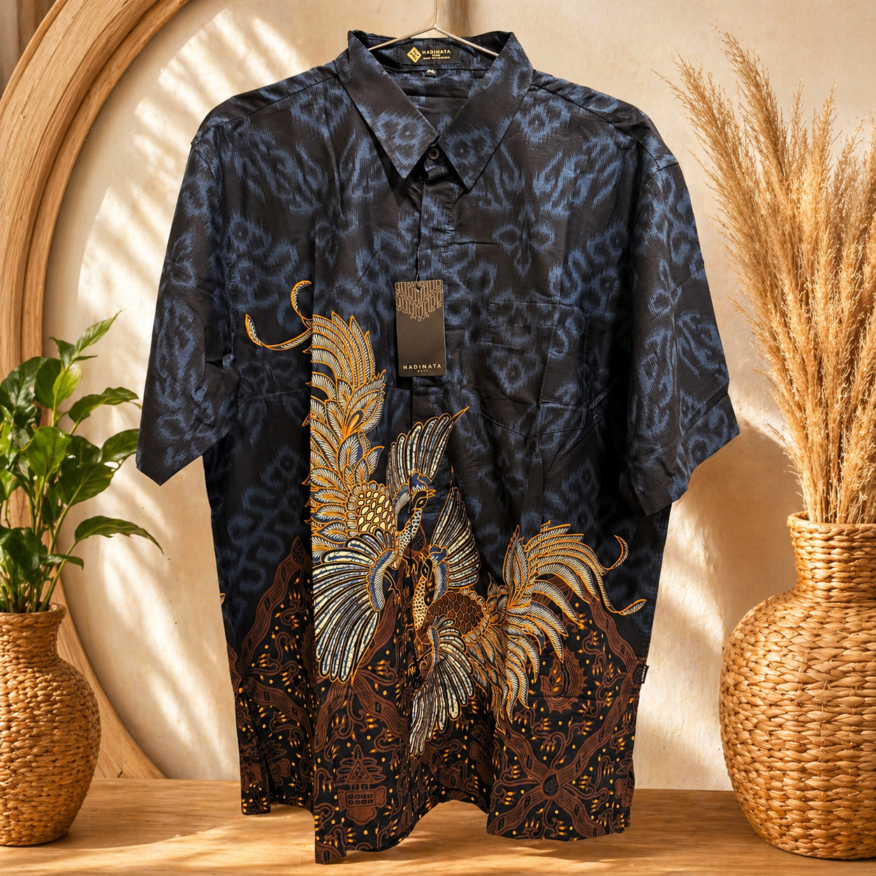 Men’s Premium Batik Shirt II Phoenix Bird Motif Indoensian Traditional Fashion (Size Regular XXL)